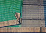 Pure Handloom Silk Saree in Peacock Green with Rich Navy Blue Border
