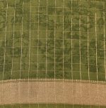 Semi Chanderi Saree in Cream White and Light Green with Floral Prints