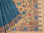 Semi Tussar Saree in Blue Shades
