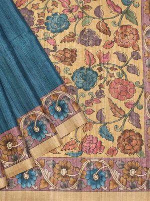 Semi Tussar Saree in Blue Shades