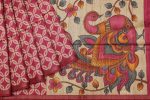 Semi Tussar Saree in Bright Pink Shades with Geometric Patterns