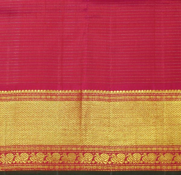 Dark Rani Pink Kanchivaram Saree with Rich Checkered Zari Elegance