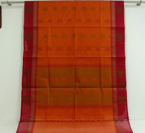 Pure Handloom Kovai Cotton Saree With Contrast Border