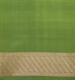 Handloom Pure Soft Silk Saree In Dark Bottle Green With Antique Zari