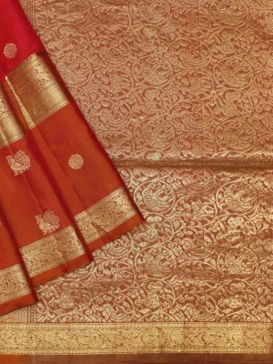 Reddish Pink Soft Silk Saree Retta Pet Border