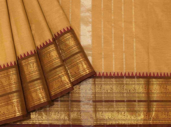 Amber Shine Kanchi Chettinad Cotton Saree Contrast Border