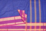 Dark Blue Kanchi Chettinad Cotton Saree Checks