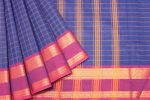 Dark Blue Kanchi Chettinad Cotton Saree Checks
