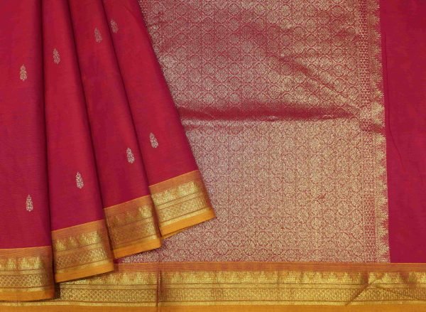 Dark Rani Pink Kanchi Chettinad Cotton Saree