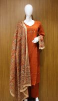 Rust Orange Cotton Salwar Set Kalamkari Dupatta