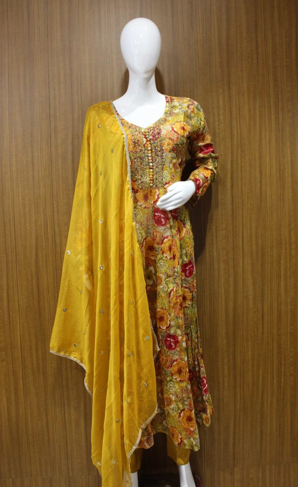 Multicolor Floral Print Anarkali Suit