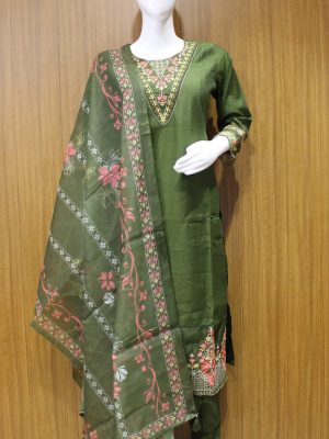 Olive Green Embroidery Salwar Sets