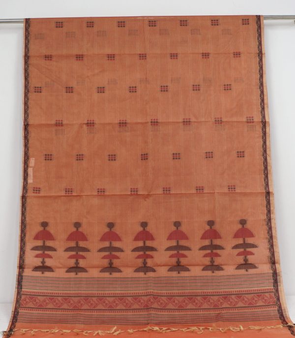 Handloom Kovai Cotton Saree Pastel Orange