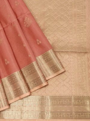 Handloom Peach Pink Soft Silk Saree Vairaoosi