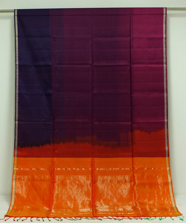 Magenta Pink Soft Silk Saree with Mini Checks