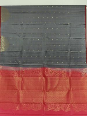 Grey Handloom Soft Silk Saree made from pure soft silk with smooth texture, ideal for weddings and festive occasions