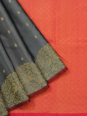 Handloom Pure Soft Silk Saree In Grey Shade