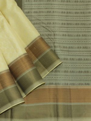 Pure Handloom Soft silk White Saree With Threadwork