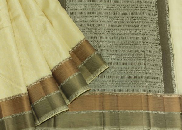 Pure Handloom Soft silk White Saree With Threadwork