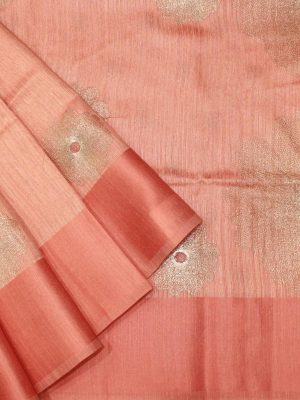 Peachy Pink Semi Tussar Saree with Zari Work