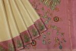 Semi Tussar Saree with Kalamkari Checks