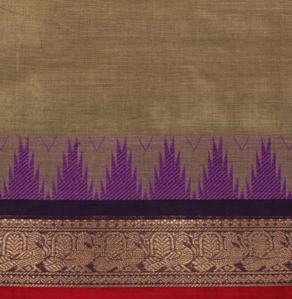 Beige Camo Kanchi Chettinad Cotton Saree