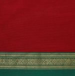 Dark Red Kanchi Chettinad Cotton Saree Green Border