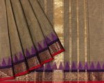 Beige Camo Kanchi Chettinad Cotton Saree