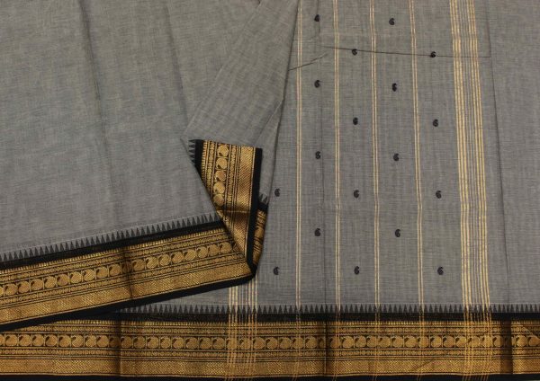 Grey Kanchi Chettinad Cotton Saree