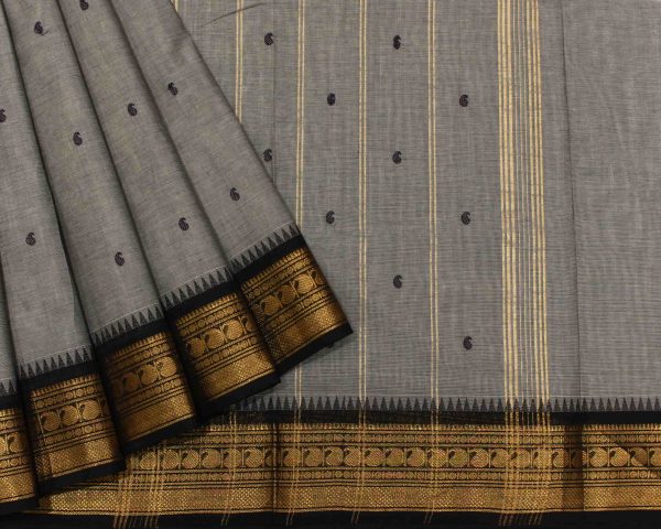 Grey Kanchi Chettinad Cotton Saree