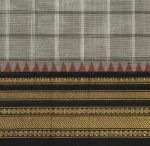Grey White Checkered Chettinad Cotton Saree