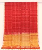 Red Soft Silk Saree with Checks