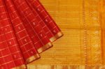 Red Soft Silk Saree with Checks