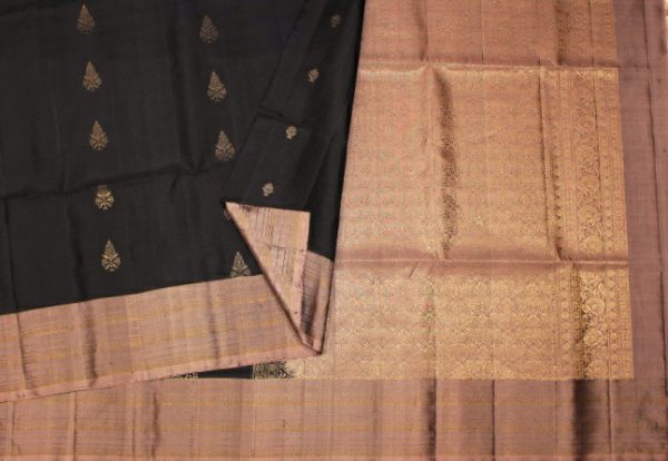 Handloom Pure Soft Silk Saree In Black With Contrast Border