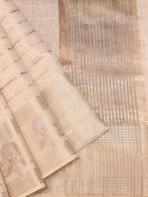 Kota Linen Saree In Beige Cream Shades
