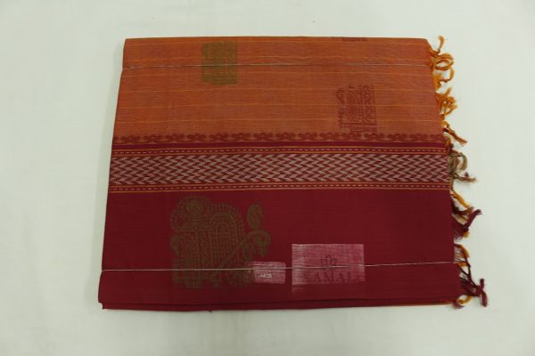 Pure Handloom Kovai Cotton Saree With Contrast Border