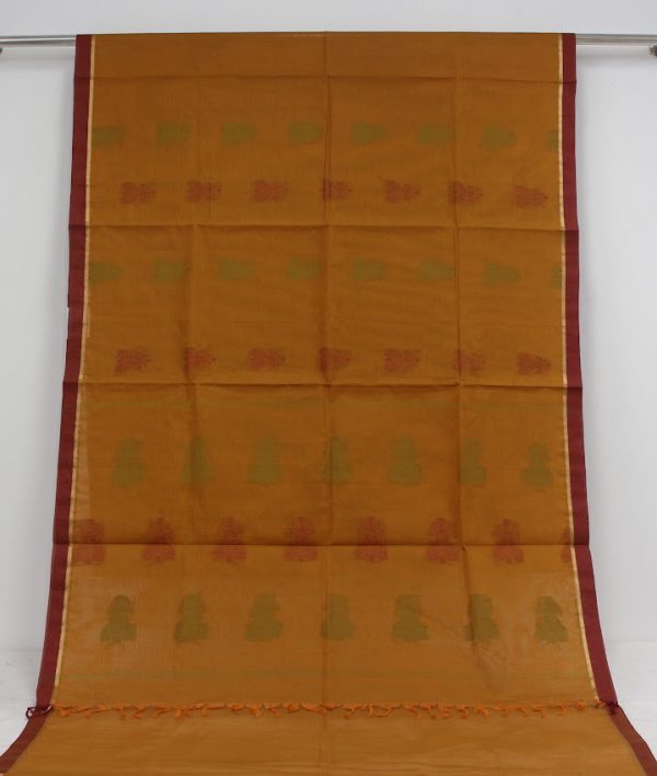 Pure Kovai  Cotton Saree in Golden yellow With Thread Work
