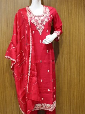 Rani Pink Salwar Sets In Thread Work Embroidery