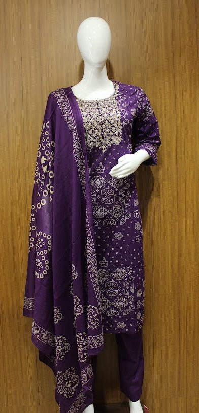 Purple Shades Bandhani Cotton Salwar Set