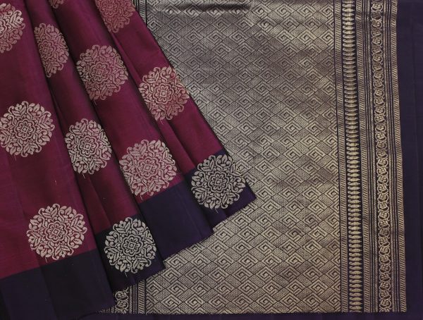 Pavithram Soft Silk Saree In Dark Magenta