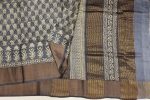 Pure Tussar Silk Saree In Davy GreyWith Golden Zari Border