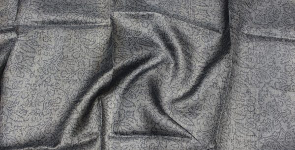 Pure Tussar Silk Saree In Davy GreyWith Golden Zari Border