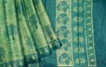 Pure Tussare Silk Saree In Lichen Green