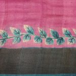 Pure Tussar Silk Saree In Greenish Blue With Goldern Zari Border