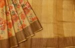 Pure Tussar Silk Saree In Camel Orange