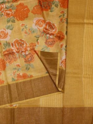 pure tussar yellow saree 02