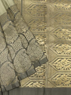 Handloom Pure Soft Silk Saree In Silver Grey