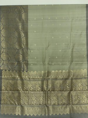 Silver Grey Handloom Soft Silk Saree made from pure soft silk with smooth texture, ideal for weddings and festive occasions