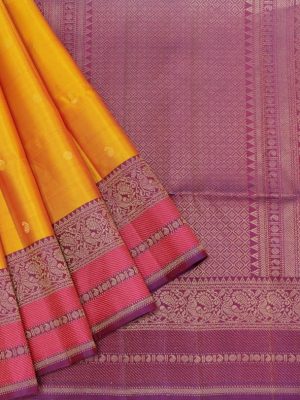 Handloom Pure Soft Silk Saree In Sun Shade Yellow