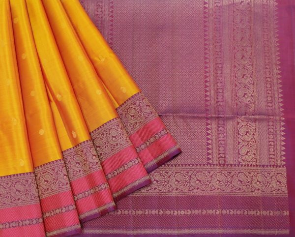 Handloom Pure Soft Silk Saree In Sun Shade Yellow